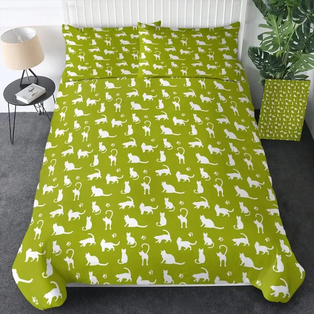 Cats Grey And White Cats Comfortable Duvet Quilt Cover Pillowcase Bedding Set Children Bedroom Decoration Home Textile