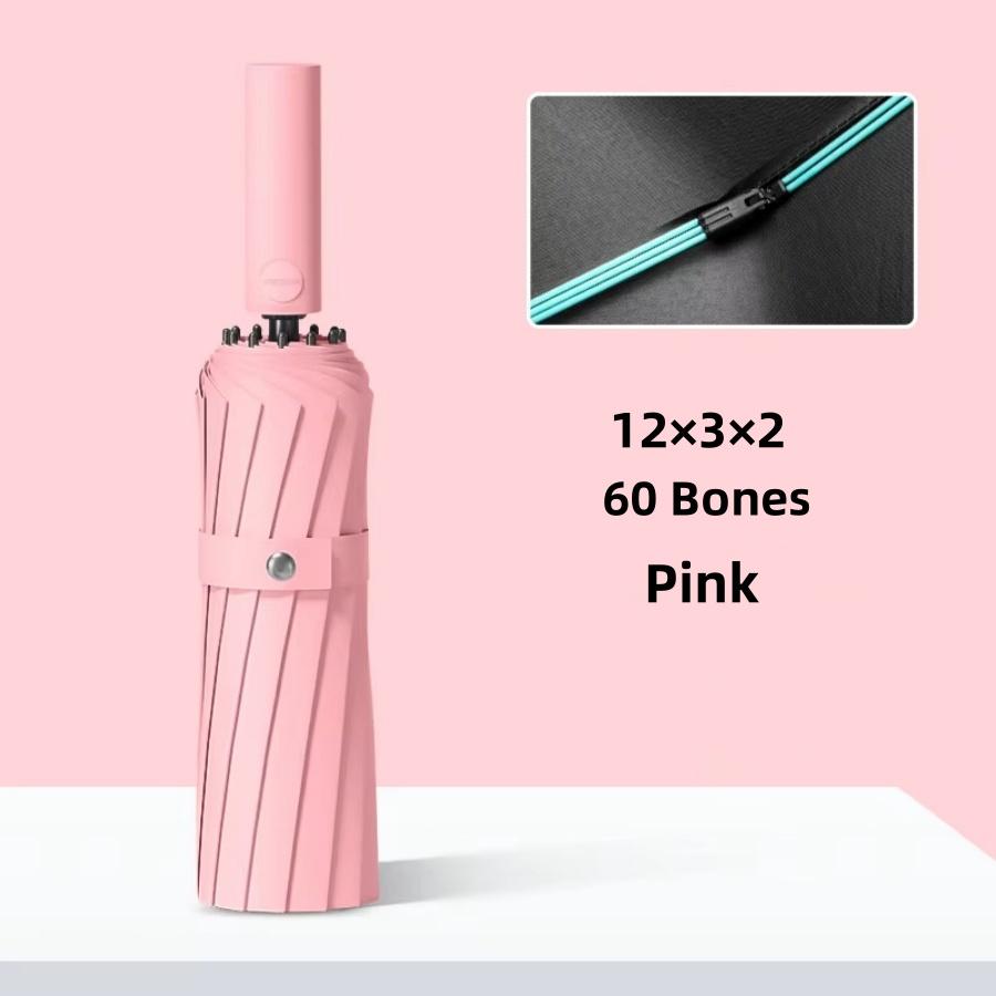 Ветрозащитный дорожный зонт от дождя с 60 спицами - Легкий, прочный, компактный с простой кнопкой автоматического открытия/закрытия 1 шт.