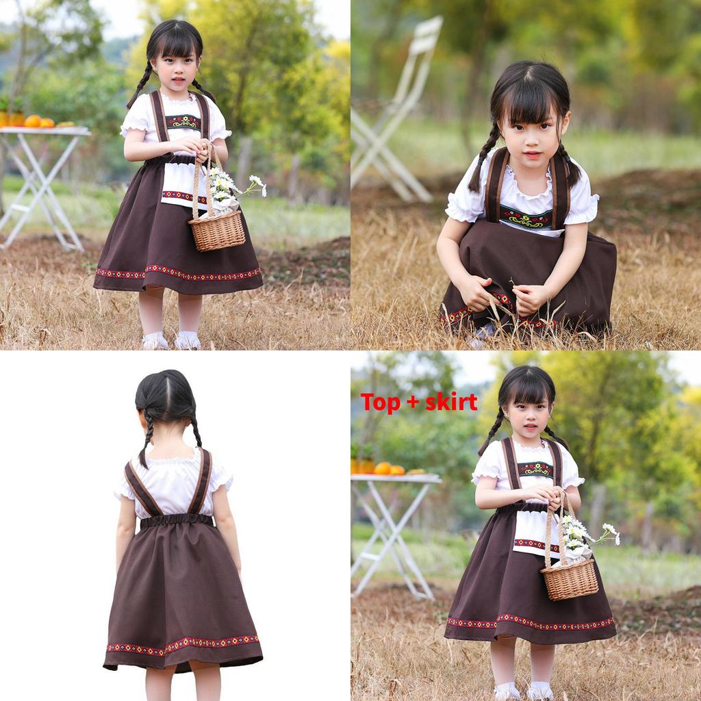 Традиционный этнический костюм баварской девушки с вышивкой для детских сценических выступлений