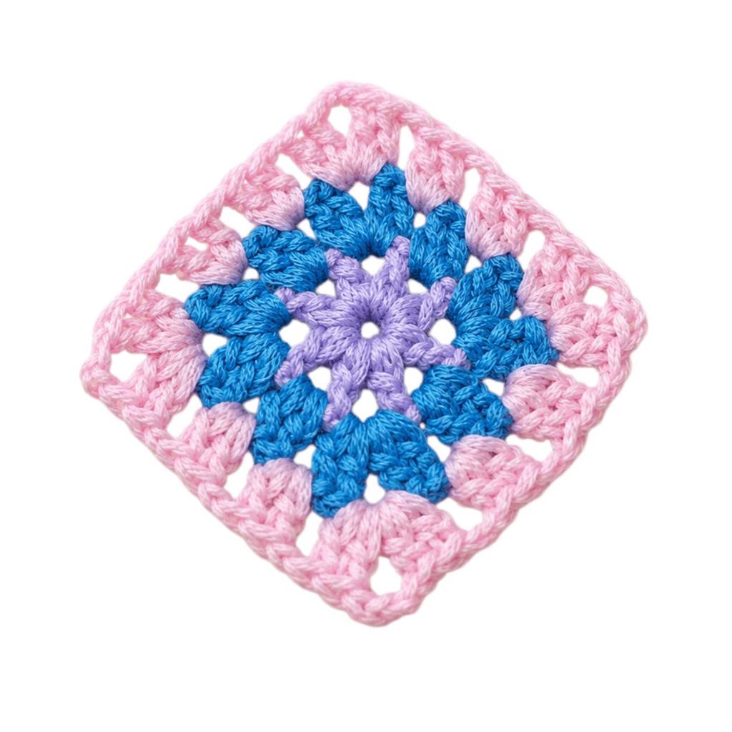 Квадратный цветок крючком (бабушкин квадрат) - Аксессуар: Рукодельное Ornament-игольница из пряжи с вышивкой крестом