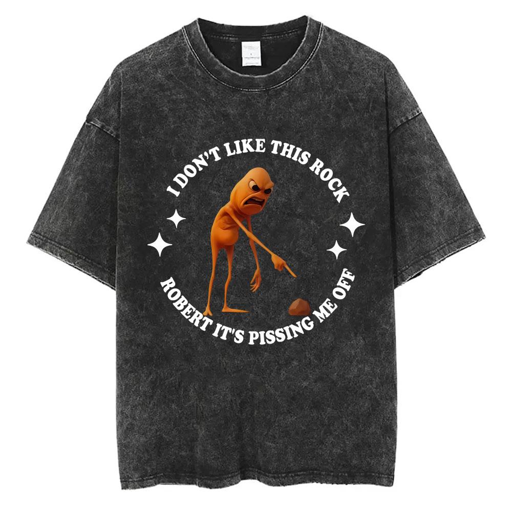 Washed Vintage Marcus The Worm Funny Meme Tshirt I Dont Like This Rock Tshirts Men Womens Casual Oversized Cotton T Shirts