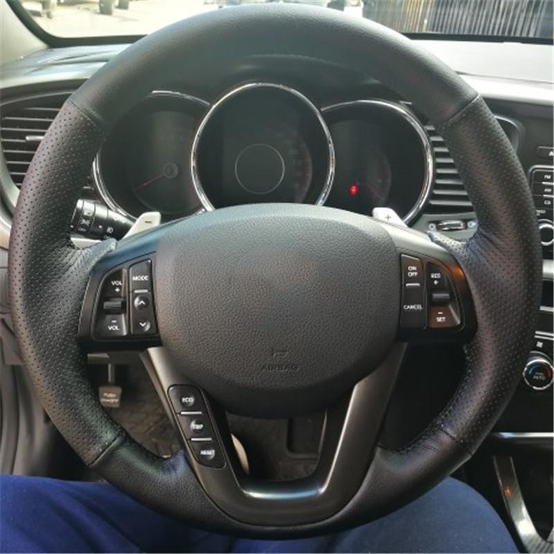 Чехол на руль автомобиля для Kia K5 2011 2012 2013 Kia Optima, персонализированная накладка на рулевое колесо своими руками, кожа из микрофибры, ручная работа