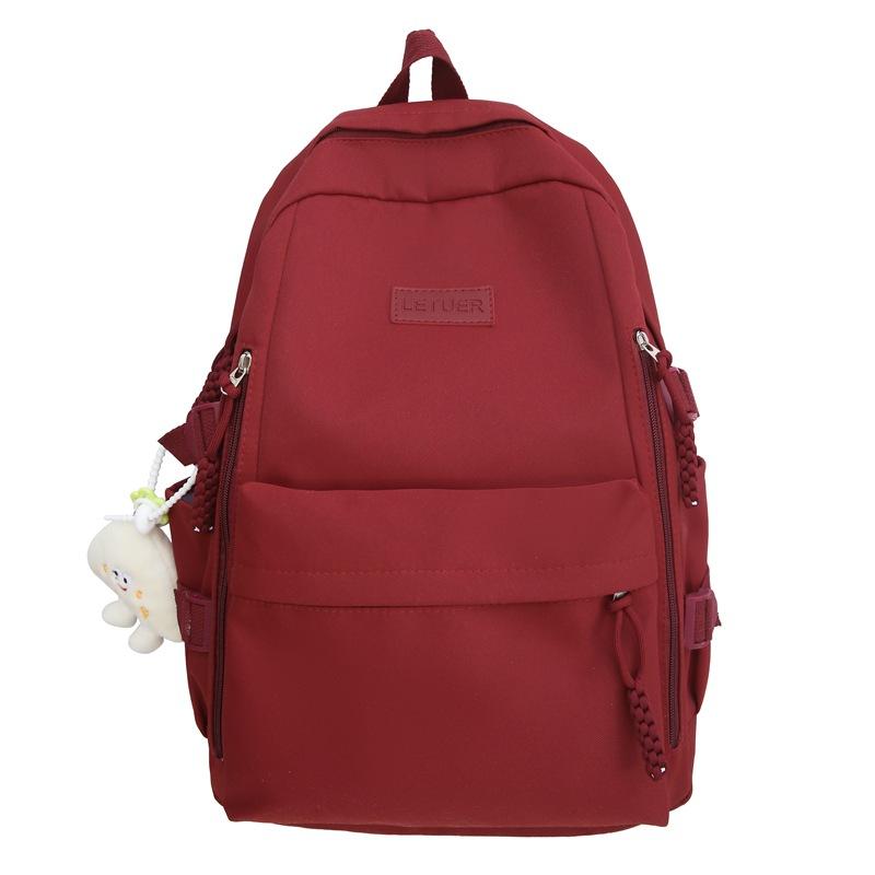 Girls Solid Color Schoolbag Female High School Students Large Capacity Backpack