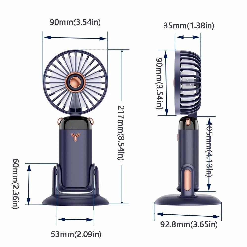 Adjustable Bracket Handheld Folding Fan 2400mAh Stroller Fan Air Conditioner Fan Office Use