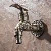 Carved Wall Mount Zinc Alloy Antique Bronze Bibcock,Decorative Outdoor Garden Faucet Washing Machine