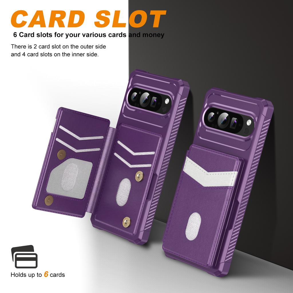 For Google Pixel 10/Pixel 10 Pro Case RFID Blocking Card Slot Kickstand Leather + TPU Phone Cover