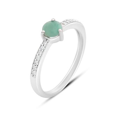 Серебряное кольцо с натуральным изумрудом 0.66ct, фианитами, вес изделия 1,87 гр (2162322)