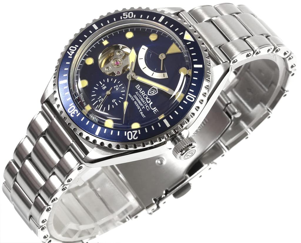 BAROQUE Часы Часы Автоподзавод Сделано в Японии Скелетон Ремешок из нержавеющей стали Запас хода Зеленый [BAROQUE] Мужские Дайверские BA3006S-19M