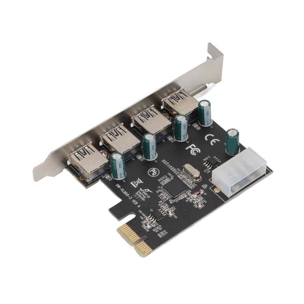 Карта расширения PCIE на USB 3.0, 4 порта, интерфейс PCI Express X1, высокоскоростной стабильный адаптер-карта для передачи данных