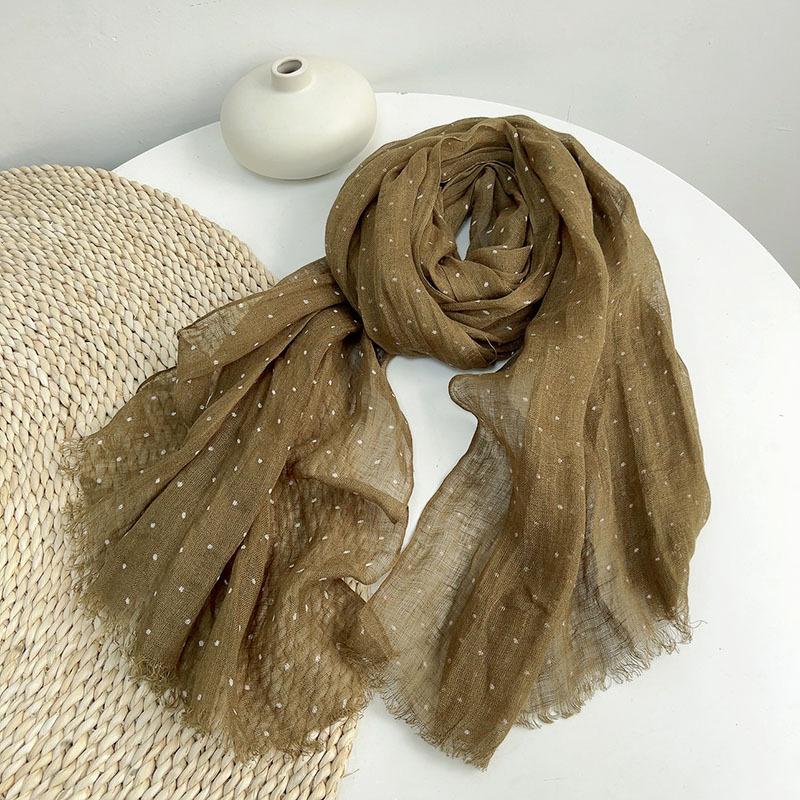 Retro Vacational Scarf Women's Spring And Summer Breathable Linen Beach Sunscreen Scarves