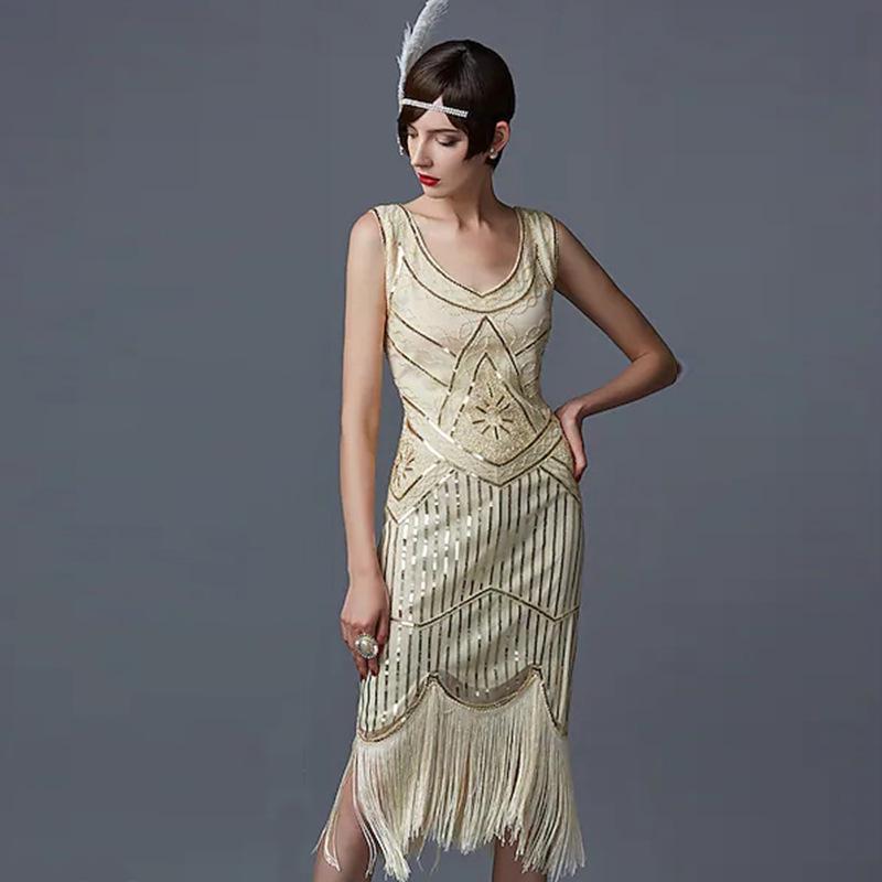 Платье в стиле ретро 1920-х годов с кисточками - сценический костюм для бала Гэтсби