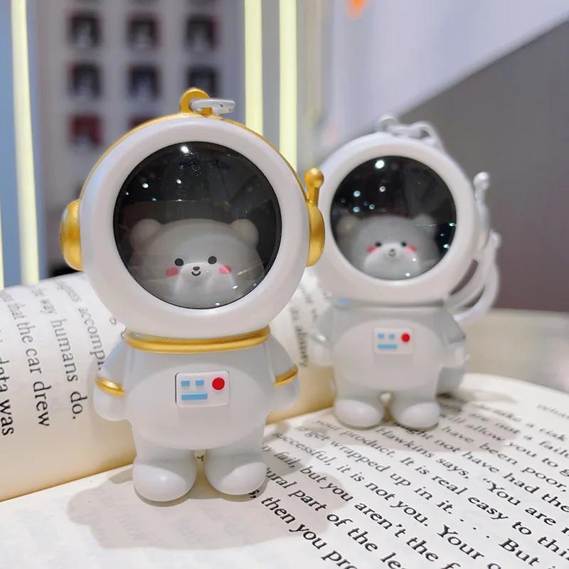 Cute Starry Light Astronaut Keychain Can Say I Love You Sound Light Bear Car Key Chain Package Pendant Kawaii Gifts Bag Hanging