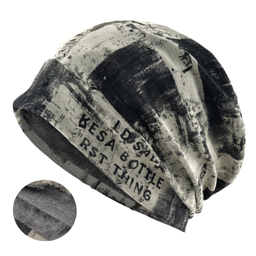 Tie-dye Slouchy Beanie Hat Stretchy Streetwear Beanie Retro Plush Lined Beanie For Men Women