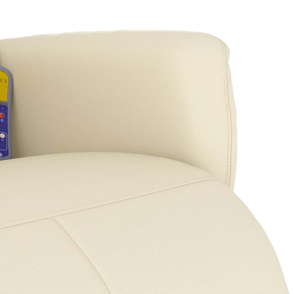 Massage Chair with Footrest Cream Faux Leather