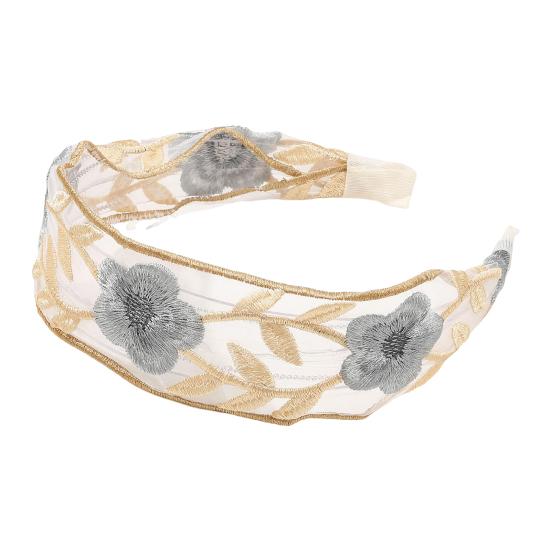 Широкая повязка на голову из сетчатой пряжи с вышитым цветочным узором в стиле ретро, мягкий эластичный ободок для волос, аксессуар для волос