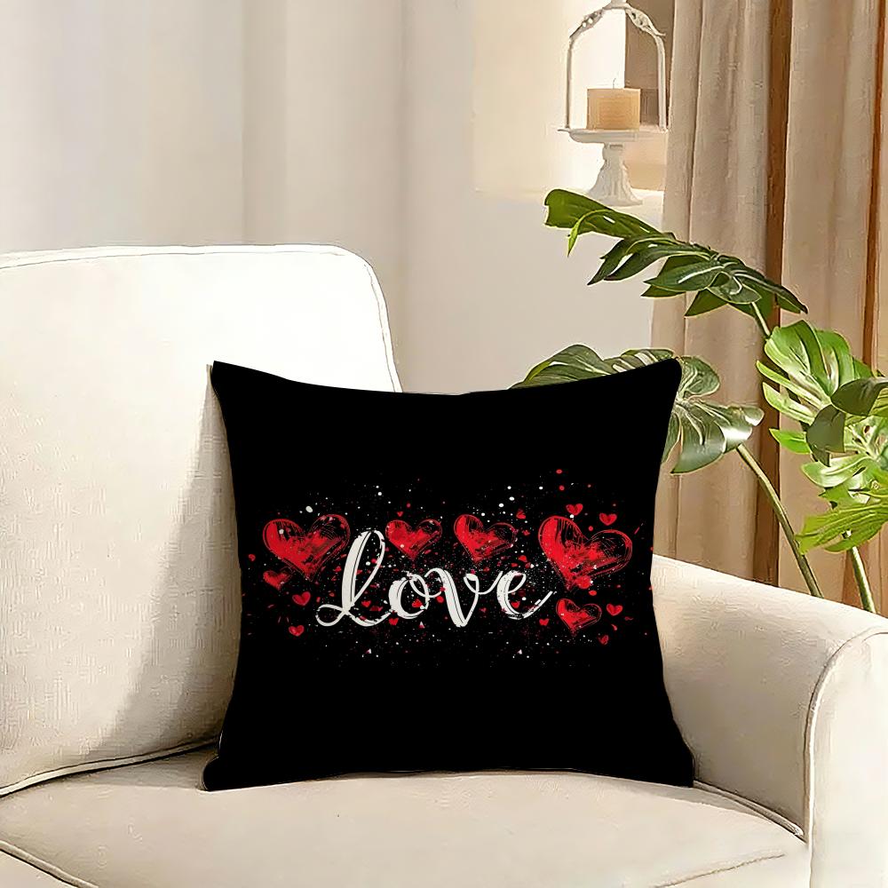 Valentines Day decoration Cushion Cover Reversible Plush Pillow Cover Soft Fluffy Home Decor for Sofa Bedroom
