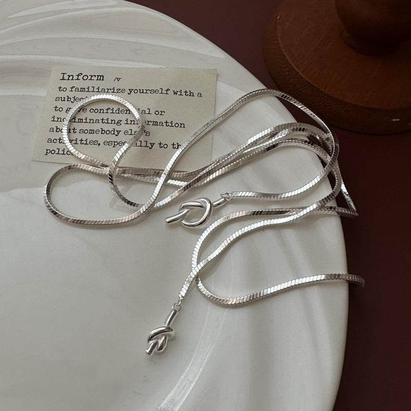 Серебряное ожерелье S925 для женщин, простая цепочка, минималистичный кулон с длинной кисточкой, модные украшения, подарок на день рождения