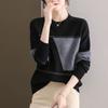 New Autumn Winter Fashion Round Neck Contrast Color Cashmere Sweater Loose and Versatile Large Foreign Long Sleeve Sweater