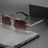 Новые усовершенствованные солнцезащитные очки без оправы с отделкой, мужские модные индивидуальные солнцезащитные очки с дужкой, женские солнцезащитные очки