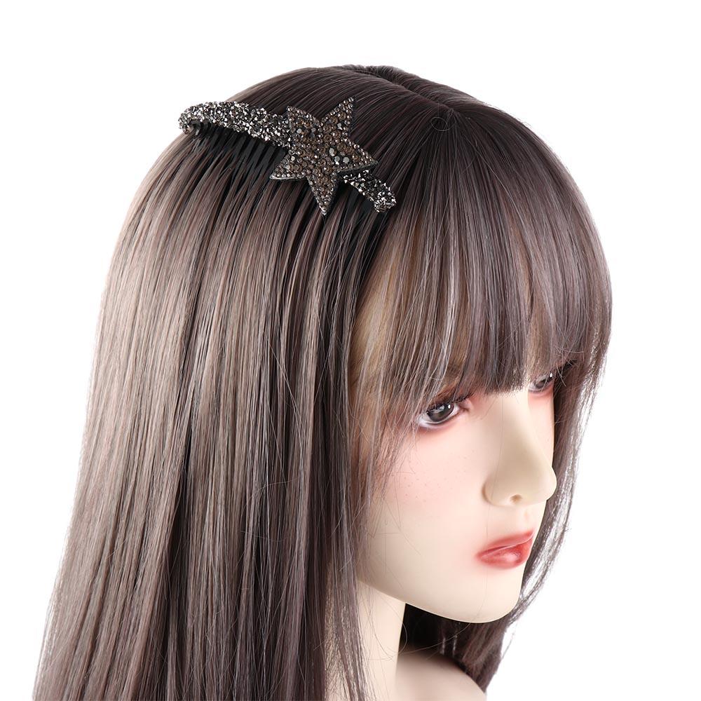 Pentagram Star Invisible Extra Hair Holder Acrylic Broken Hair Comb Rhinestone Star Hair Comb Lady