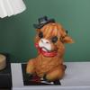 Resin Cartoon Cow Ornament Handmad Animal Action Figure Highland Cow Decor  Desktop Decorative