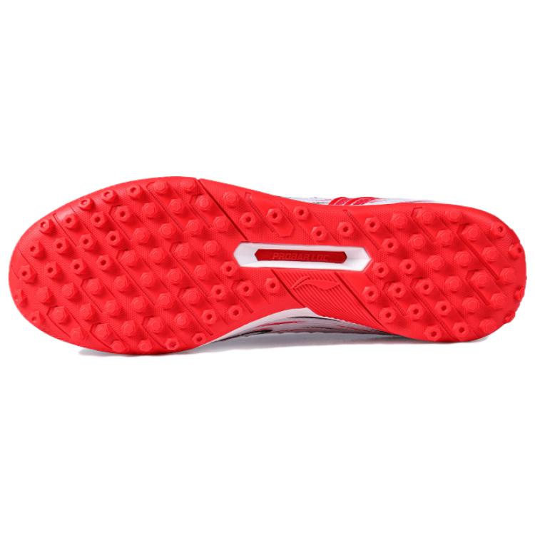 Li-Ning Удобный модный TF (Резиновые шипы) Футбольные бутсы с искусственным покрытием PU, нескользящие, износостойкие, мужские, белые, красные ASFU061-4