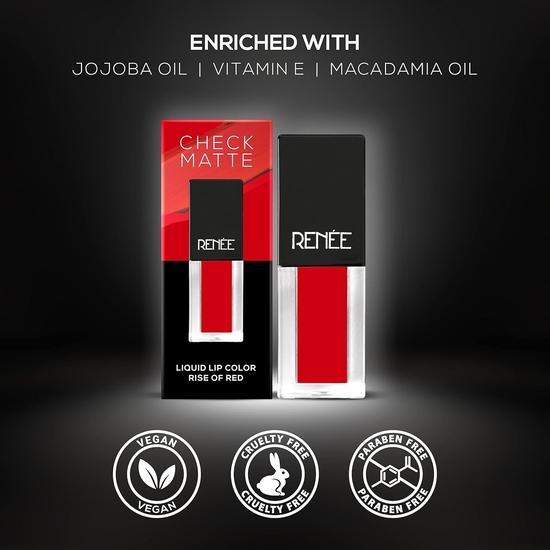 RENEE Check Matte Liquid Lip Color Rise Of Red 2,5 мл | Стойкая, водостойкая и стойкая к истиранию | Насыщенный цвет | Не сушит формулу