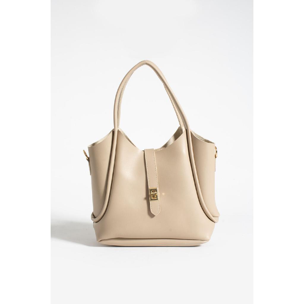 Women's Black Zippered Two-piece Cross Strap Hand Shoulder Bag