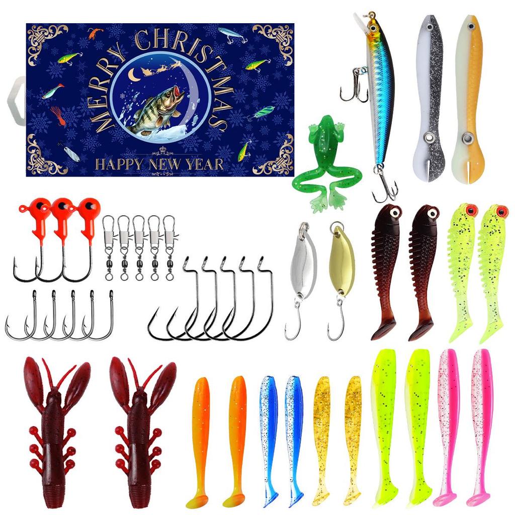 Креативный рождественский набор рыболовных приманок: Приманки для пресноводной форели, окуня и лосося с крючками