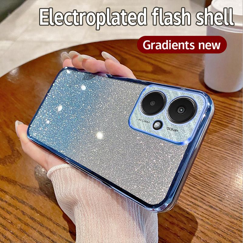 Для Xiaomi Redmi 13C 5G Чехол Xiaomi Poco M6 5G Чехол для телефона Блестящий блестящий силиконовый объектив камеры Мягкая задняя крышка