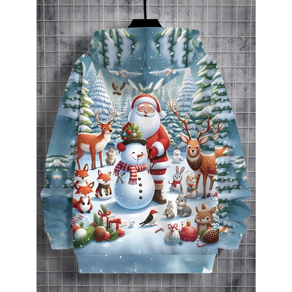 Новинка для мальчиков, Топ с принтом рождественских элементов, Креативный и инновационный рождественский весенне-осенний базовый топ