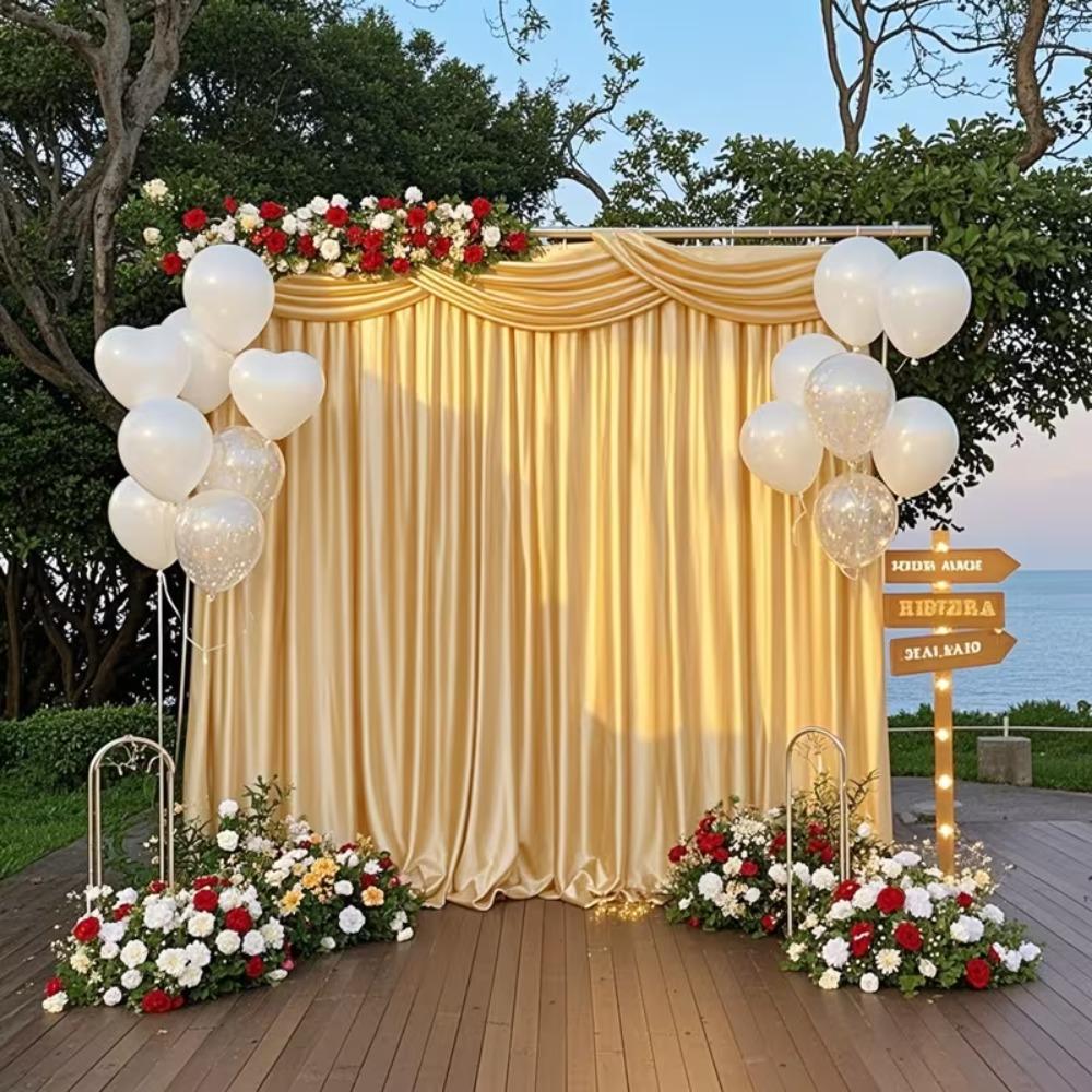 Satin Backdrop Curtains, Smooth Glossy Satin Curtains Drapes with Rod-pocket for Weddings, Party and Ceremony Stage Decorations