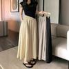 Женская летняя 2024 ретро плиссированная юбка миди, с высокой талией, приталенная А-силуэта с эластичной талией