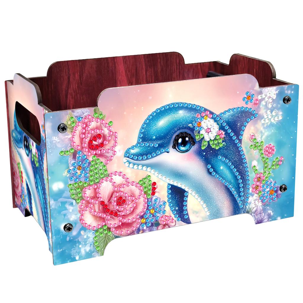 5D DIY Алмазная живопись Цветной узор Деревянный корпус Частичное сверление Стразы Декоративная коробка для хранения Хрустальная мозаика Контейнер для хранения