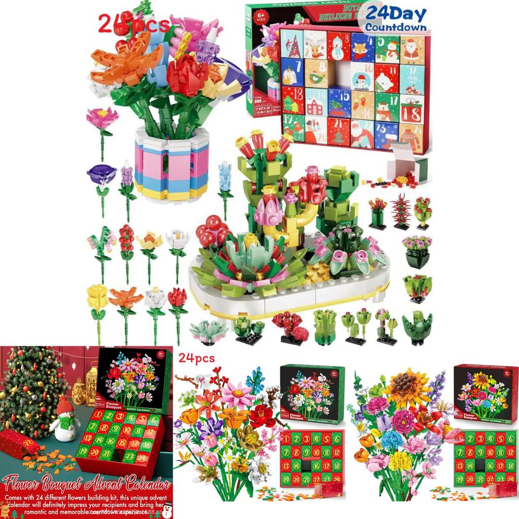 Цветочный букет Рождественский календарь обратного отсчета Адвент-календарь Слепой бокс Строительные блоки Для поделок своими руками и праздничного подарка
