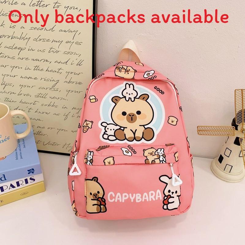 Capybara Themed Childrens Backpack With Durable Nylon Material And Cartoon Print For School Use