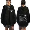 Hit Me Hard and Soft 2024 Tour Fermuarli Hoodies Erkaklar Ayollar Harajuku Pullovers Moda Hip Hop Zip Up Sweatshirts Kurtkalar Muxlislar uchun sovg'a
