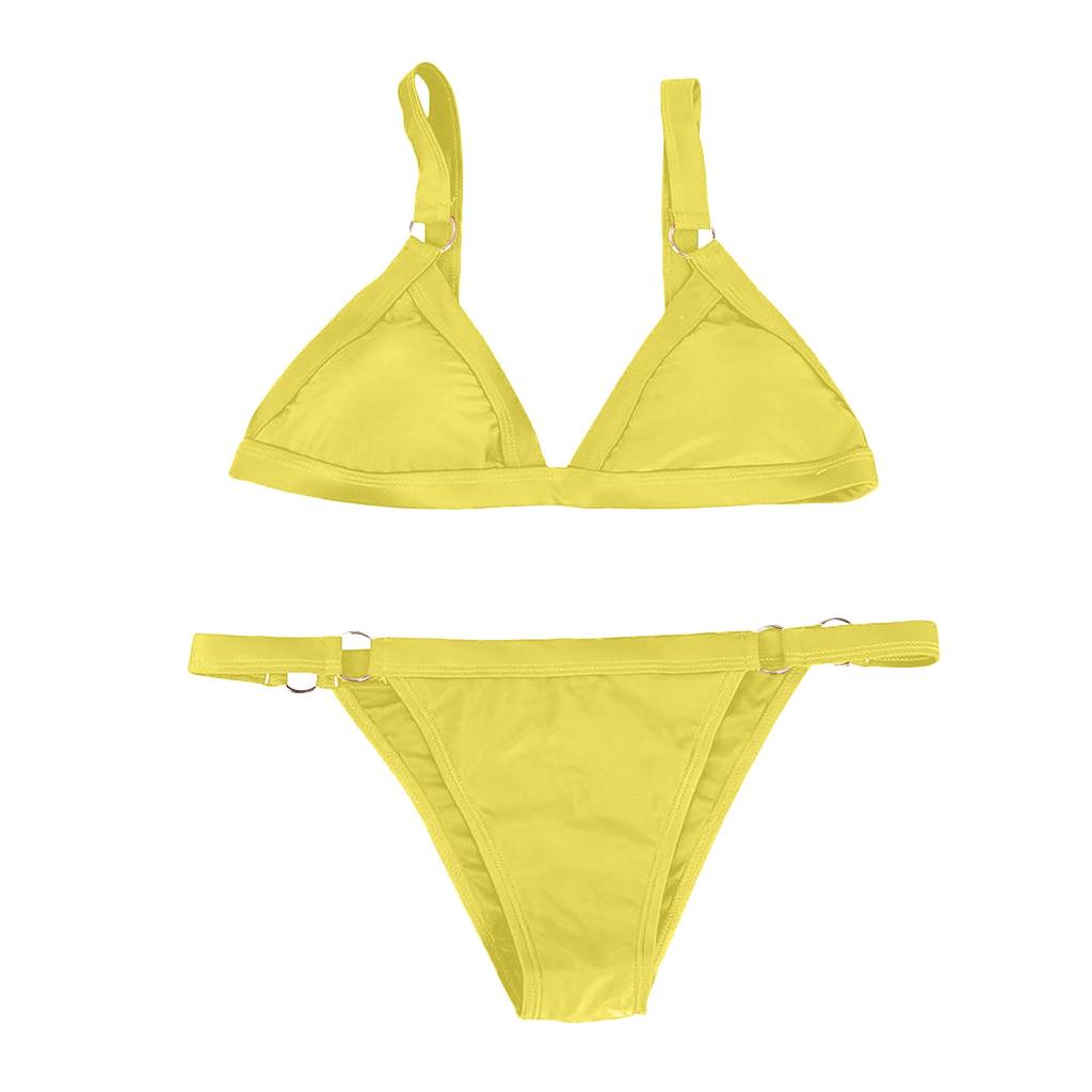 Женский сексуальный модный обтягивающий бикини сплошной цвет из двух частей разделенный купальник