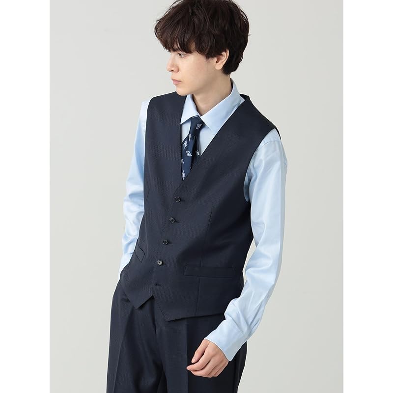 [Beams Heart] suit 130's glen check 3 buttons 3 piece suit men's NAVY XL