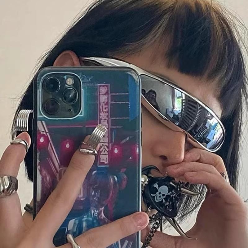 Панк Ретро Функциональные Ветрозащитные Лазерные Солнцезащитные очки Инопланетные Крутые Солнцезащитные очки Устойчивые к УФ-лучам Солнцезащитные очки для Велоспорта/Уличной Фотографии