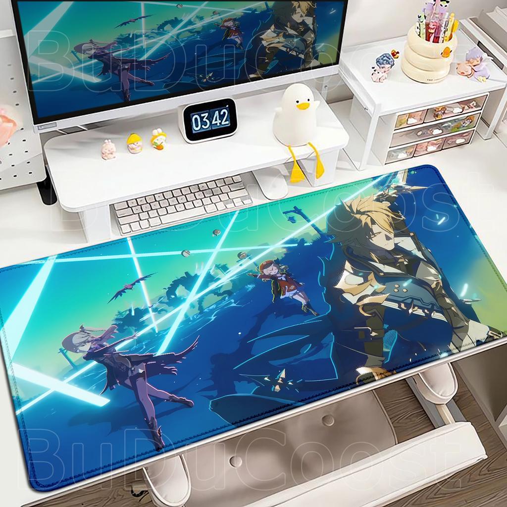 Новый коврик для стола Genshin Impact Аниме Игровой Крутой Varka Игровой коврик для мыши Заблокированный край Нескользящая резиновая игровая подставка Офисный коврик для клавиатуры и мыши