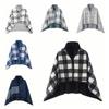 140*100cm Plush Stripe Warm Shawl Thicken Wearable Scarf Women Soft Flannel Blanket Shawl  Winter