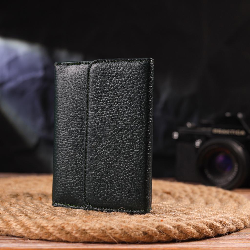 Практичный Женский кошелек из натуральной кожи флотар CANPELLINI Wallet 21596 Зеленый