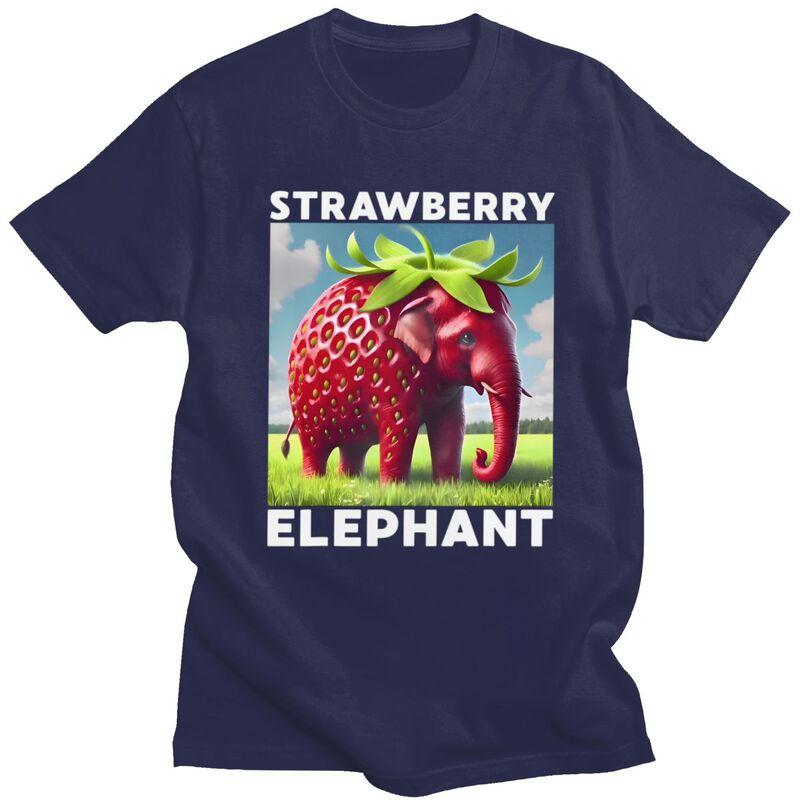 Male Strawberry Elephant Italian Brainrot T Shirt Round Neck Pure Cotton Short Sleeve TShirt Novelty Summer Tyle Clothes
