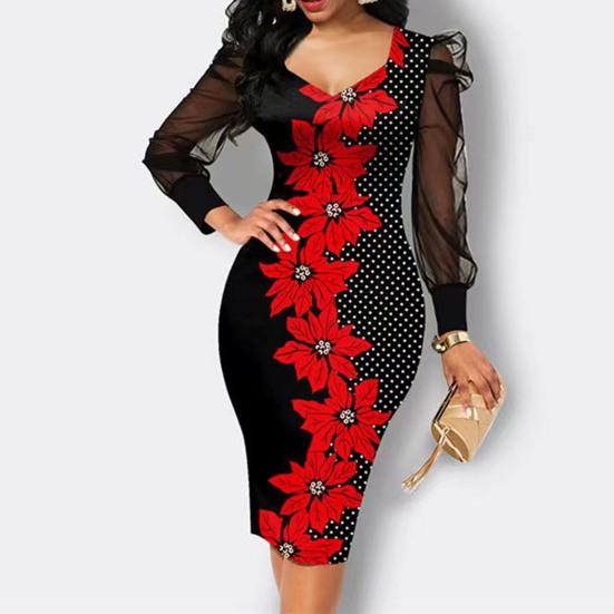 Популярное платье на бедрах с высокой талией и эластичными манжетами, офисное кружевное облегающее платье миди с принтом, уличная одежда