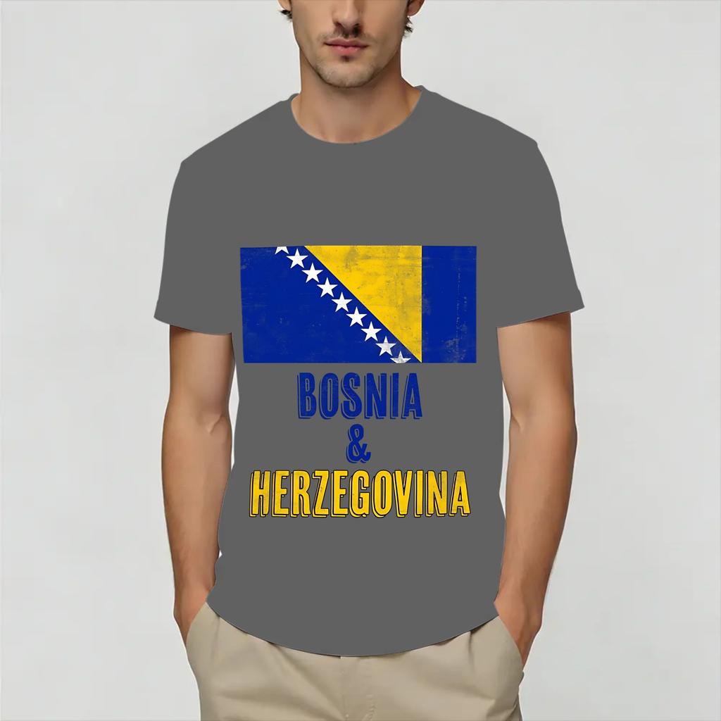 Bosnia and Herzegovina Flag T Shirt Unisex Pure Cotton Fashion TShirts Round Neck Tee Shirt Short Sleeve Clothing Plus Size