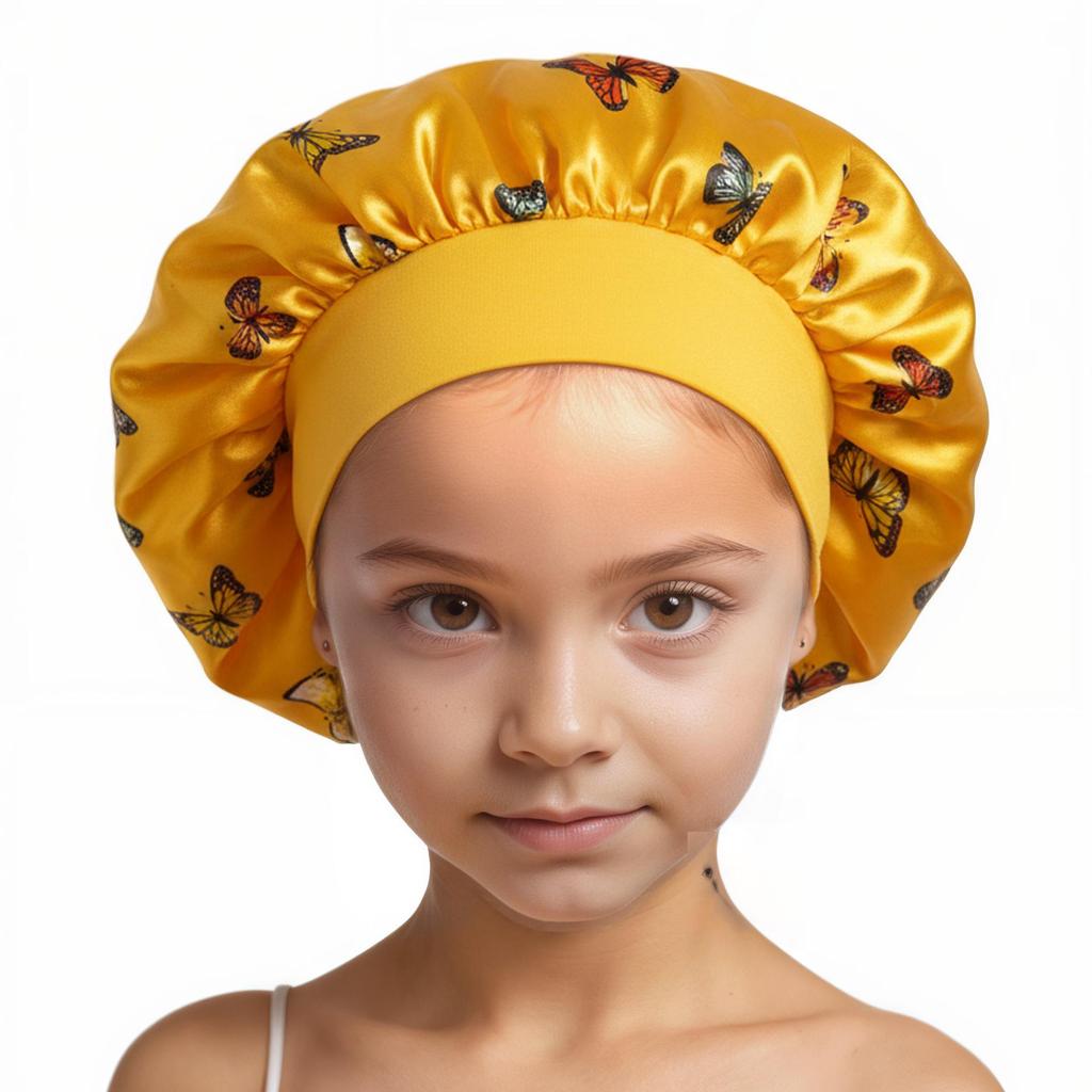Children's Satin Sleep Cap - Soft Elastic Silk-like Hair Care Hat