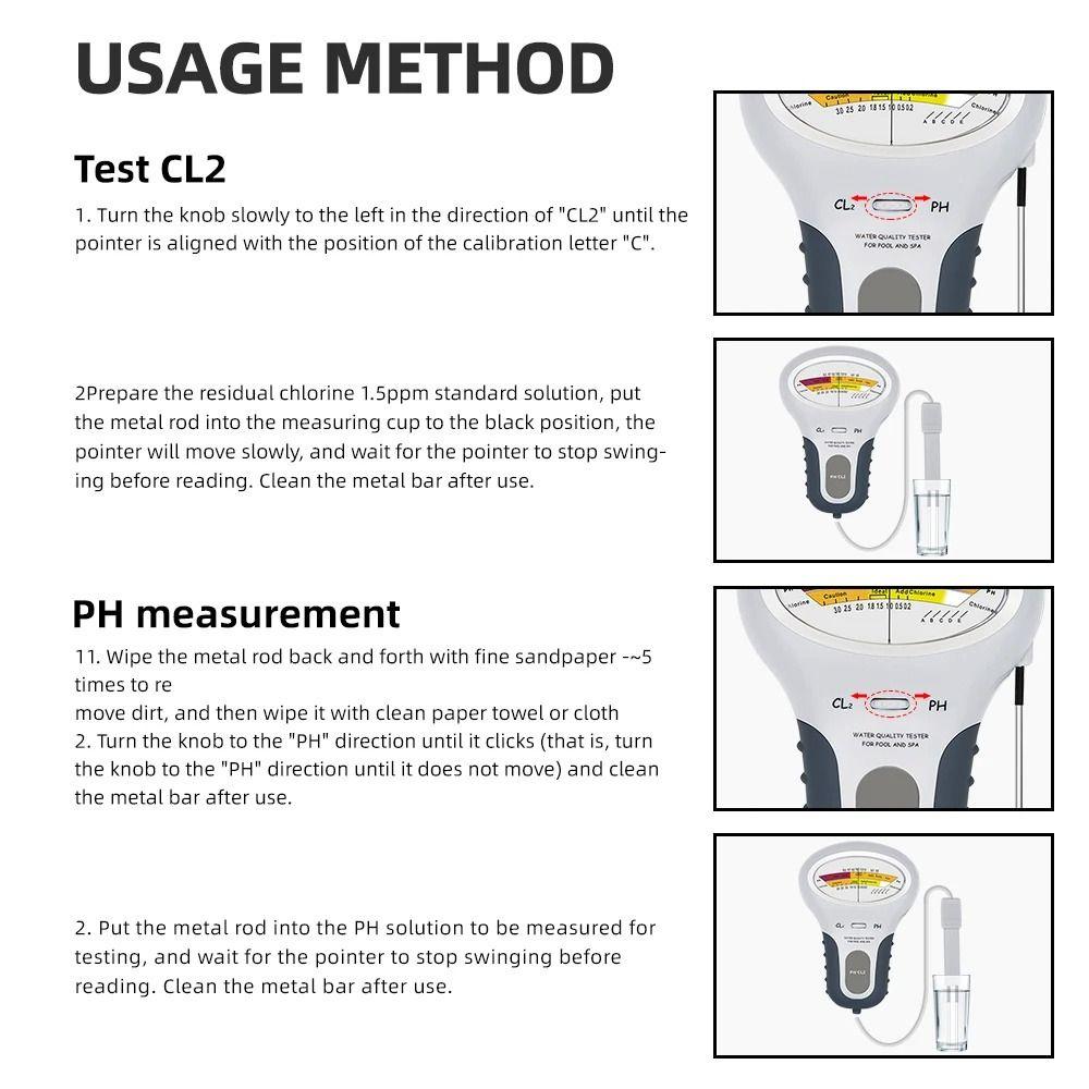 CL2 Измерение pH Измеритель хлора Тестер чистоты воды Тестер качества воды Тестер pH Спа