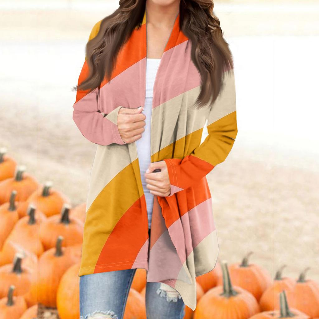 Женская модная повседневная куртка-кардиган средней длины с принтом