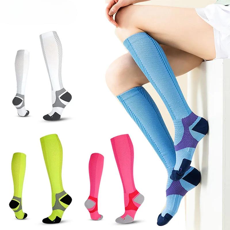 1Pair Compression Socks for Men Women 15-20 MmHg Support for Running Nurses Flight Pregnancy Circulation Athletic Socks